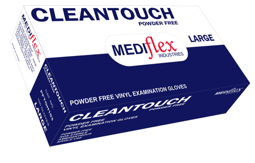Cleantouch Powder Free Clear Vinyl Examination Large Gloves