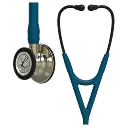 3M Littmann Cardiology IV Stethoscope With High Polish Champagne-Finish Chestpiece; Caribbean Blue Tube; Smoke Stem And Smoke Headset