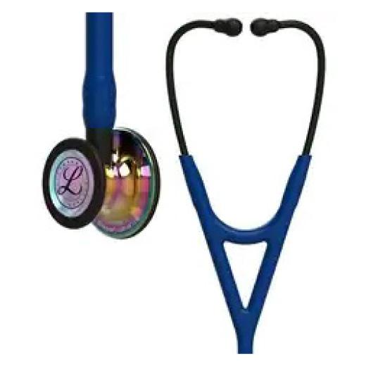 3M Littmann Cardiology IV Stethoscope With High Polish Rainbow Chestpiece; Navy Tube; Black Stem And Headset