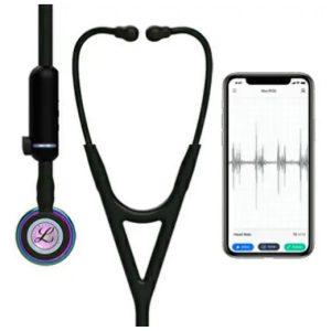 "3M Littmann CORE Digital Stethoscope With High Polish Rainbow Chestpiece; Black Tube; Stem And Headset, 27 inch"