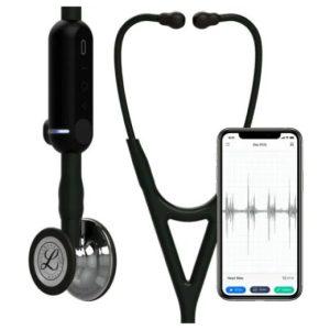 "3M Littmann CORE Digital Stethoscope With Mirror Chestpiece; Black Tube; Stem And Headset, 27 inch"