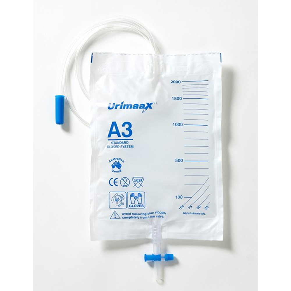 Urimaax Drainage Bag B/Drain T-Bar A3 Standard 2000ml