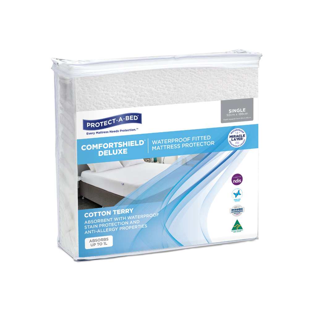 Comfortshield® Deluxe Mattress Waterproof Protector Single 800ml 92x188cm-607070