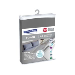 Protect-A-Bed Fusion Waterproof Pillowcase-Twin Pack Standard 48x73cm Charcoal-46051