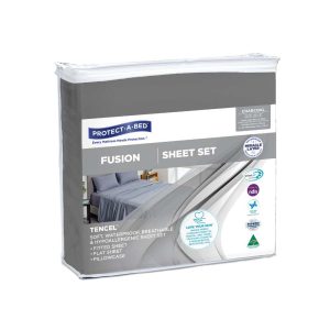 Protect-A-Bed Fusion Waterproof Sheet Set Double 1300ml Charcoal-43052