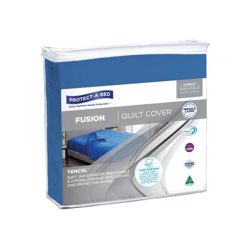 Protect-A-Bed Fusion Waterproof Quilt Cover King Single 160x210cm 500ml Cobalt