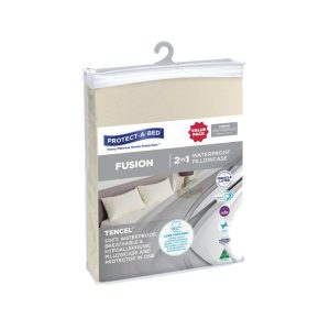 Protect-A-Bed Fusion Waterproof Pillowcase-Twin Pack Standard 48x73cm Cream-46031