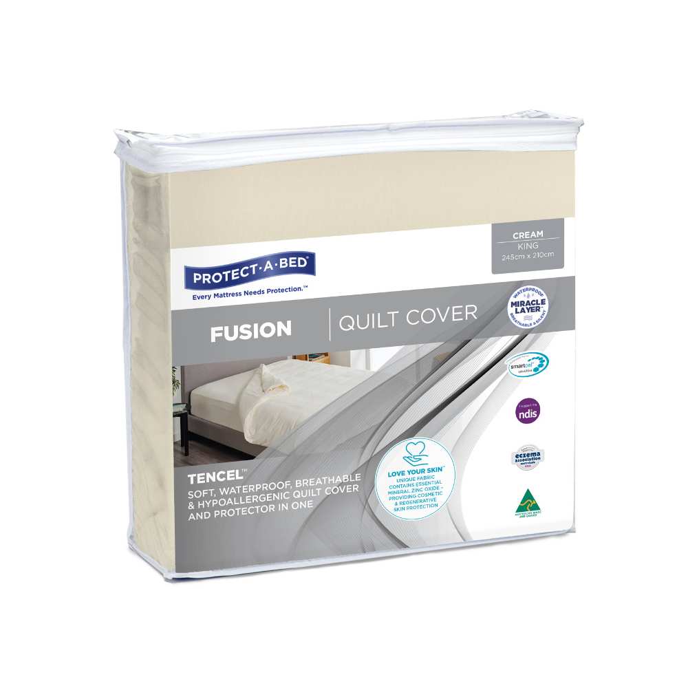 Protect-A-Bed Fusion Waterproof Quilt Cover King 245X210cm 1200ml Cream
