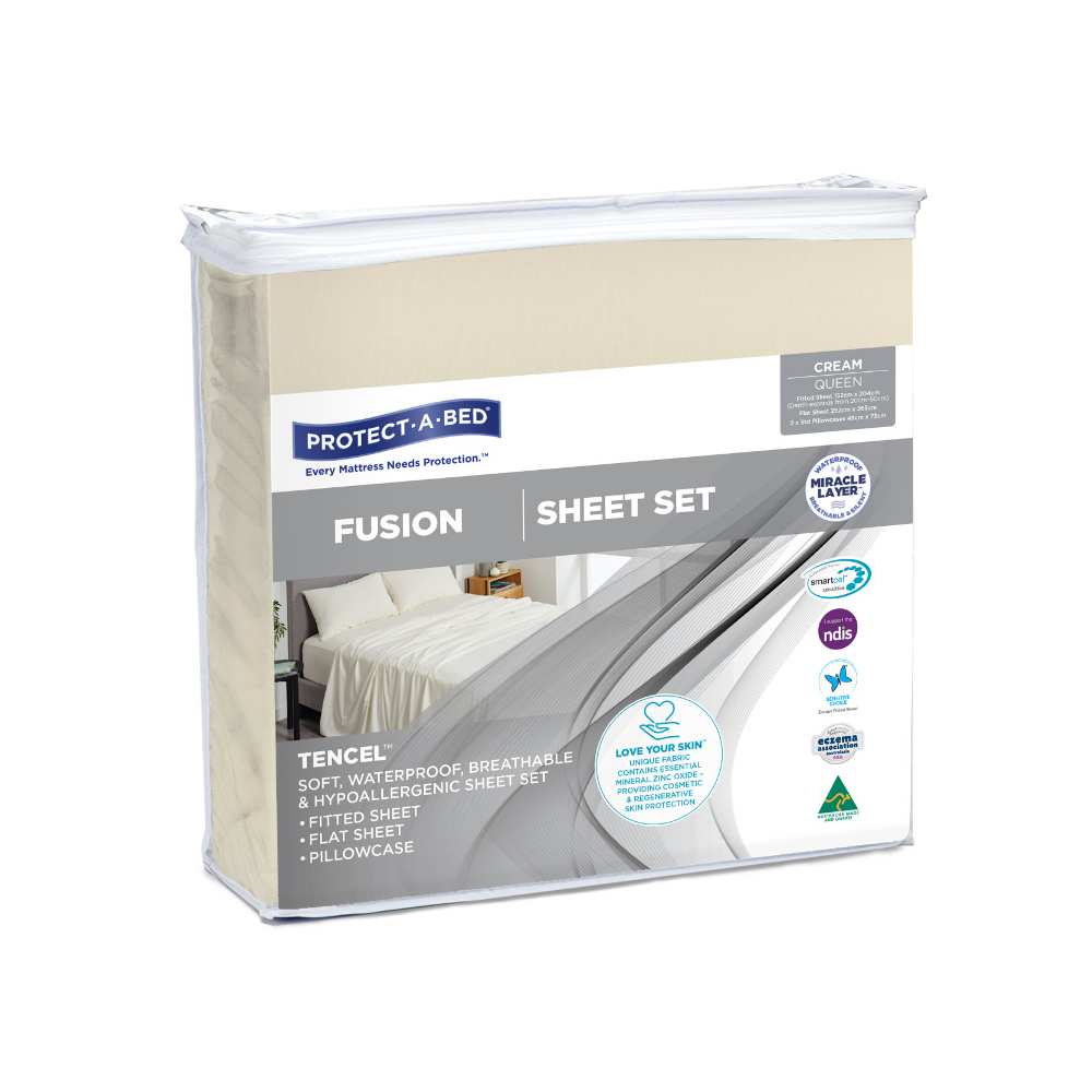 Protect-A-Bed Fusion Waterproof Sheet Set Queen Cream-43033