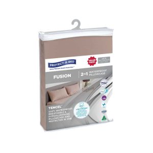 Protect-A-Bed Fusion Waterproof Pillowcase-Twin Pack Standard 48x73cm Latte-46061