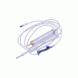Transfusion Pump Set with Flexible Chamber and Needleless Access Site