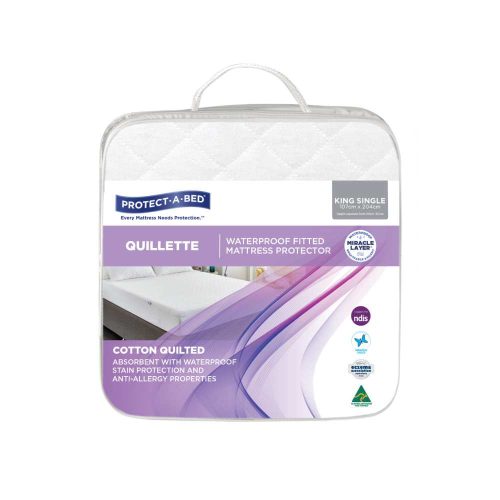 Protect A Bed Cotton Quilted Waterproof Mattress Protectors King Single 1500ml 107x204cm-11037
