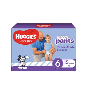 Huggies Ultra Dry Nappy Pants Junior Size 6 Boy 15 Kg+