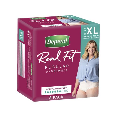 Depend Real Fit Regular Underwear For Women 122-162cm X-Large 920mL Nude