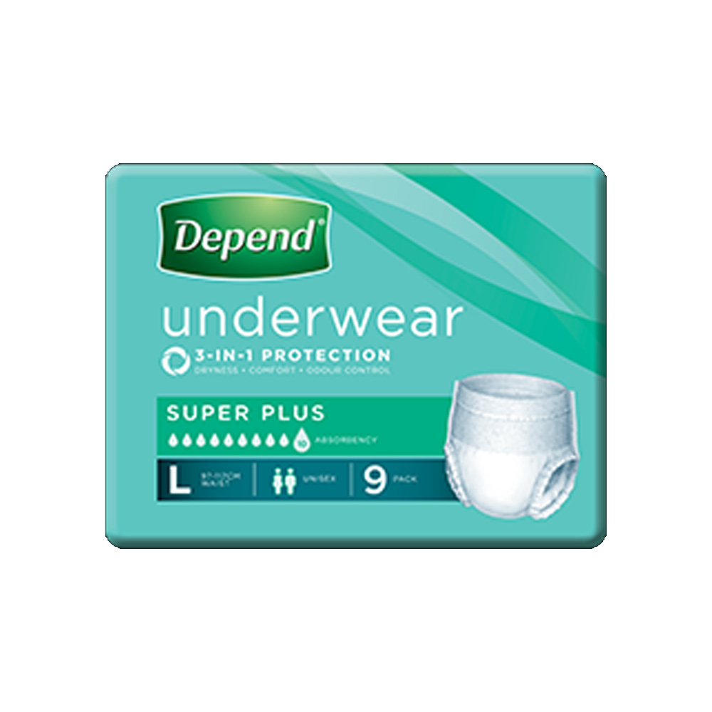 Depend Underwear Super Plus Unisex 97-127cm Large 2000ml White