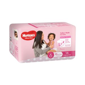 Huggies UltraDry Nappies Junior Convenience Size 6 Girl 16kg+