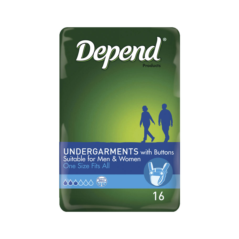 Depend Undergarment With Buttons One Size Fits All 1015mL