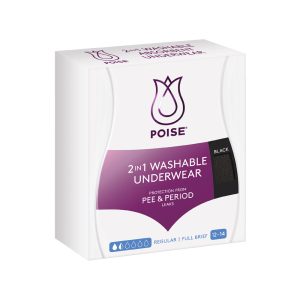 Poise Reusable Underwear 2 In 1 Briefs 12-14 Waist 76-81cm Female 60ml Black