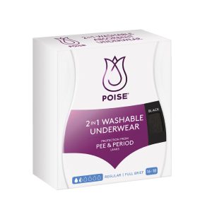 Poise Reusable Underwear 2 In 1 Briefs 16-18 Waist 86-91cm Female 60ml Black