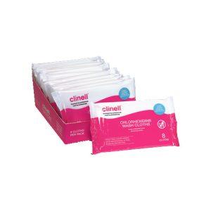 Clinell Chlorhexidine Wash Cloths Pack of 8