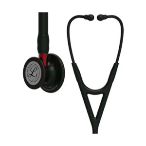3M Littmann Cardiology IV Diagnostic Stethoscope Black-Finish Chestpiece Black Tube Red Stem and Black Headset 69cm