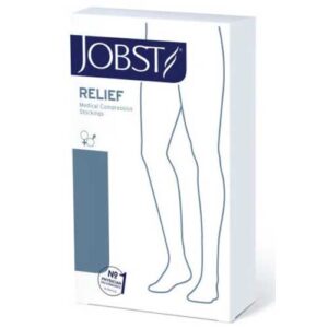 Jobst Relief Thigh High Open Toe Silicone Band Large Black 20-30mmHg