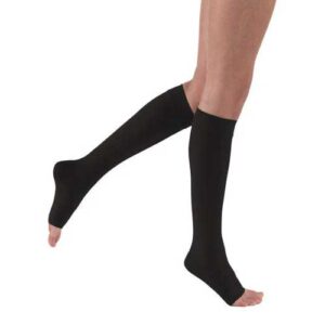 Jobst Relief Knee High Open Toe Full Calf Large Black 15- 20mmHg