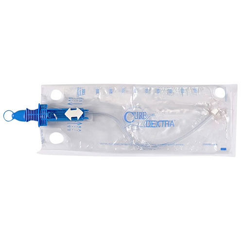 Cure Dextra Catheter Closed System Pre Lubricated Single Straight Tip White Unisex 12FR