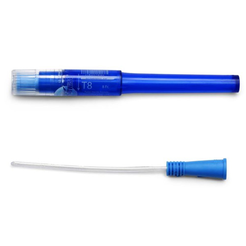 Cure Catheter Twist Pre Lubricated Straight Tip Blue Female 8FR 15cm