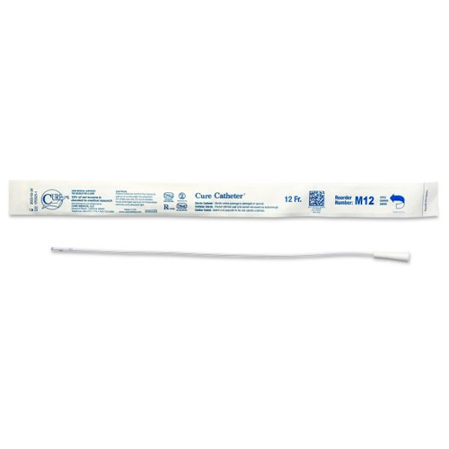 Cure Catheter Uncoated Straight Tip White Male 12FR 40cm