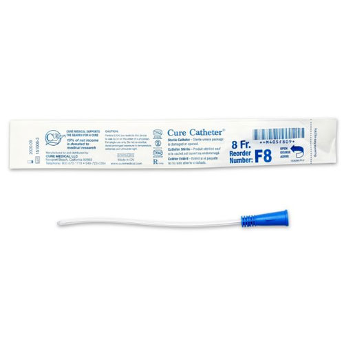 Cure Catheter Nelaton Uncoated Straight Tip Blue Female 8FR 15cm