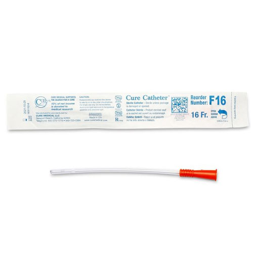 Cure Catheter Nelaton Uncoated Straight Tip Orange Female 16FR 15cm