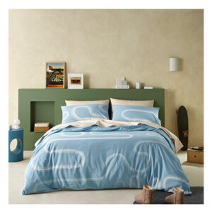 Staydry Kaos Blue Quilt Cover Set For Queen Size Bed