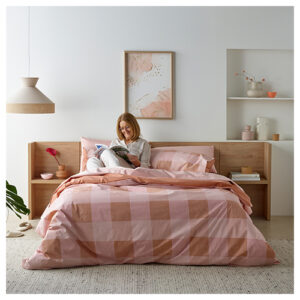 Staydry Blush Check Waterproof Quilt Cover Set For Double Bed