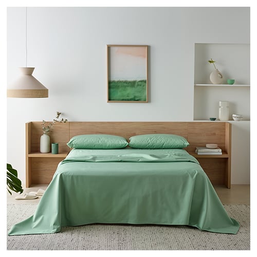 Staydry Waterproof Bamboo Green Color Sheet Set For King Single Bed