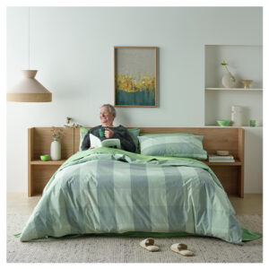 Staydry Sage Check Waterproof Quilt Cover Set For King Bed