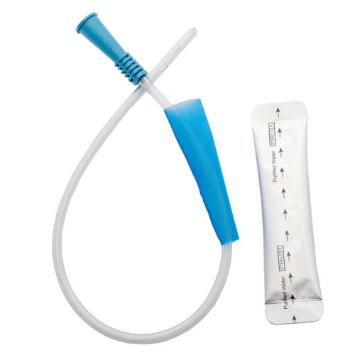 Hydrophilic Nelaton Male Catheter With Water Sachet 40cm Light Blue 8FR Sterile