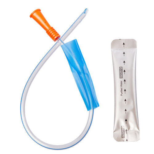 Hydrophilic Coated Nelaton Catheter With Water Sachet Coude Tip 40cm Male 16FR Orange Sterile