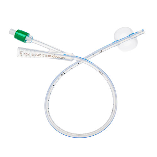 M Devices 2-Way Foley Catheter Open Ended 40cm With 10ml Balloon 14FR Green Sterile