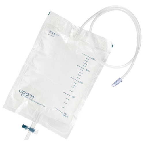 Ugo 2L drainage bags 90cm tube Single use T Tap Sterile