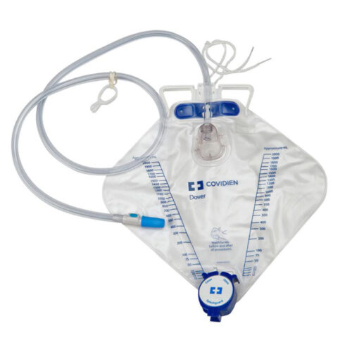 Dover Urine Drainage Bag Luer-Slip Sampling Anti-Reflux Device Drain Port 120cm Tubing 2000ml