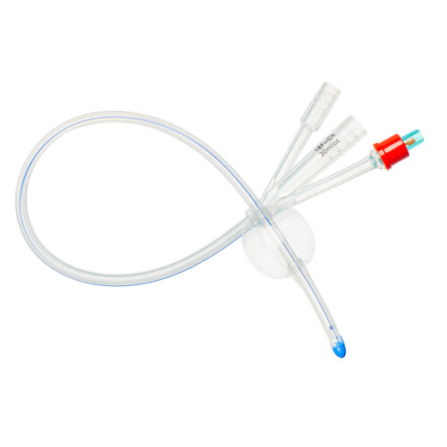 M Devices 3-Way Foley Catheter Standard Tip 43cm With 30ml Balloon 18FR Red Sterile