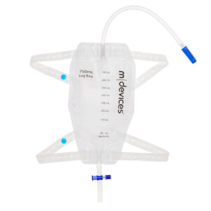 M Devices Leg Bag T-TAP Non-Return Valve 30cm Long Tube With Elastic Straps 750ml Sterile
