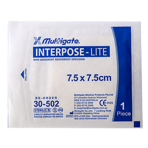 Multigate Interpose Lite Non-Adherent Absorbent Dressing 7.5cmx7.5cm Sterile