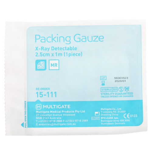 Multigate Packing Gauze X-Ray Detectable Individually Wrapped 2.5cmx1m Sterile